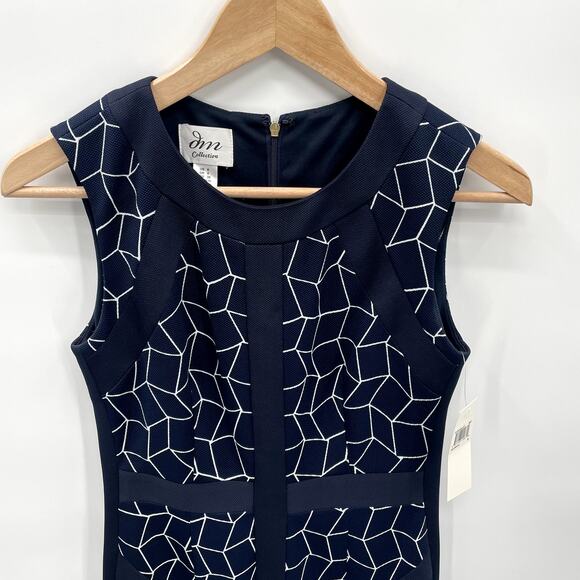DONNA MORGAN NWT Navy Geometric Sleeveless Sheath Dress // 0 - Picture 2 of 10